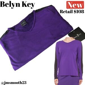 🏌️‍♀️🆕 Belyn Key Track Shirt purple and black V-neck size small